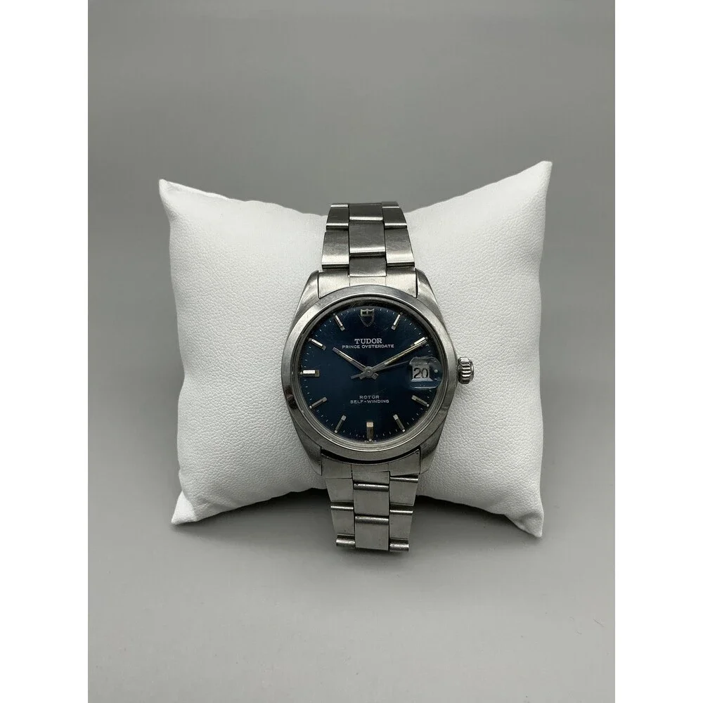 Vintage Tudor Prince Oysterdate Mens Watch 33mm Blue Dial Oyster Automatic 7.5
